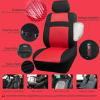 CAR PASS 3D Air Mesh Car Seat Covers Full Sets w/5mm Sponge, 4Pcs Waterproof Car Floor Mats, Steering Wheel Cover Universal Fit for SUV Sedan Truck, Airbag Compatible Automotive Interior(Black & red) - Image 2