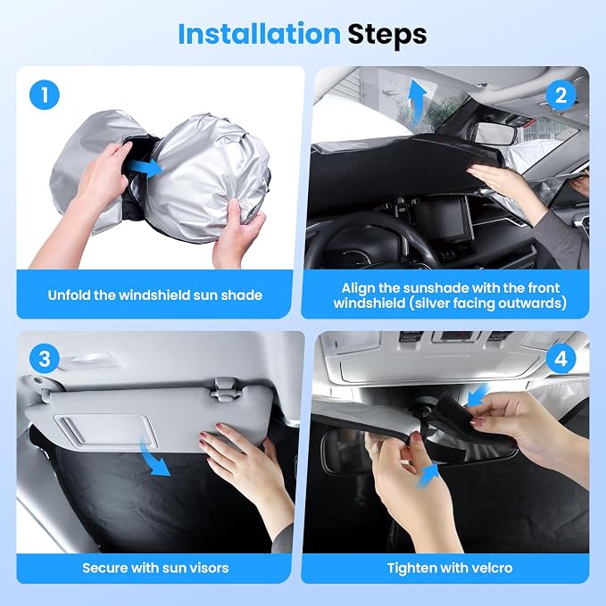 Canvcle Windshield Sun Shade for 2022-2026 Toyota Corolla Cross (Not for Corolla) Accessories Upgraded Double-Layer Front Window Sunshade Cover Sun Visor Protector Foldable Block UV Rays Keep Car Cool - Image 6