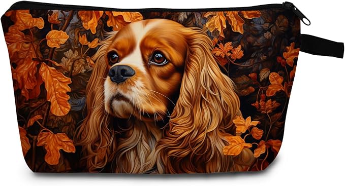 Cavalier King Charles Spaniel Makeup Bag for Women Travel Cosmetic Organizer Bag Teacher Appreciation Gifts Small Zipper Toiletry Bag by Unknown