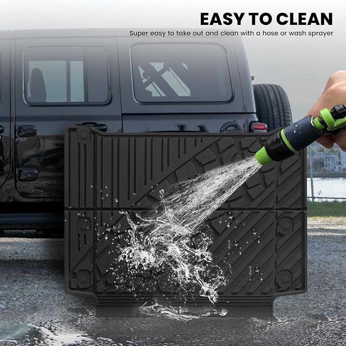 LASFIT Cargo Mat for Jeep Wrangler 4XE 2021-2025 4 Doors with Subwoofer | Plug-in Hybrid EV-Gas (PHEV), All Weather, TPE, Custom Fit, Trunk Mat, Cargo Liner, Black - Image 6
