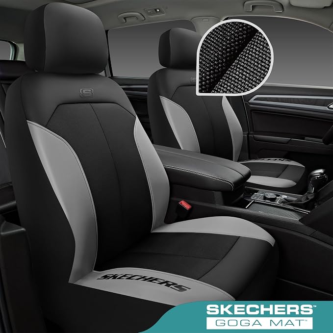 Skechers Car Seat Covers,GOGA Mat Oxford Cloth Seat Covers,Waterproof Car Seat Covers Full Sets,Automotive Universal Fit Seat Cover for Most Cars, Suvs, Trucks,Gray - Image 2