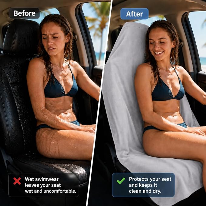 AUTOYOUTH Front Car Seat Protector, Post-Workout Gym Sweat Towel Cover | Sweatproof Breathable Gray Front Car Seat Protector For The Gym Non-Slip Universal Fit For Cars & SUVs Machine Washable - Image 7
