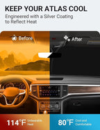Proadsy Custom Fit Car Windshield Sun Shade for 2018-2024 Volkswagen Atlas | 240T Heat Shield, Drops Temp 54°F, Blocks 99% UV, Prevents Dashboard Cracking, Summer Parking & Beach Trips, Easy Twist-Fold - Image 2