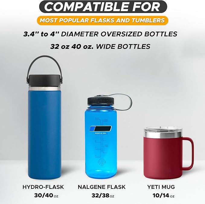 EcoNour Car Cup Holder Expander | Fits 32/40 oz Hydro Flasks | Yeti, Nalgene & Large Bottles up to 3.8" | Universal Cup Adapter for Cars with 3.2" Holders – Black - Image 2