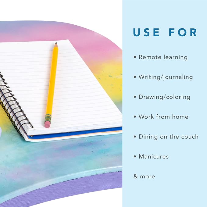 LAPGEAR MyStyle Lap Desk – Sunset Watercolor, Fits 15.6” Laptops | Dual-Bolster Microbead Cushion, Built-In Carry Handle, Ergonomic Curved Front Edge - Image 4