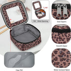 DOB SECHS Mini Leopard Makeup Bag for Purse 5.1'' x 5.1'' Small Makeup Bag for Car Cute Clear Cosmetic Bags with Zipper, Tiny Toiletry Bag Lipstick Organizer Pouch Case Travel Essentials Storage Pouch - Image 5