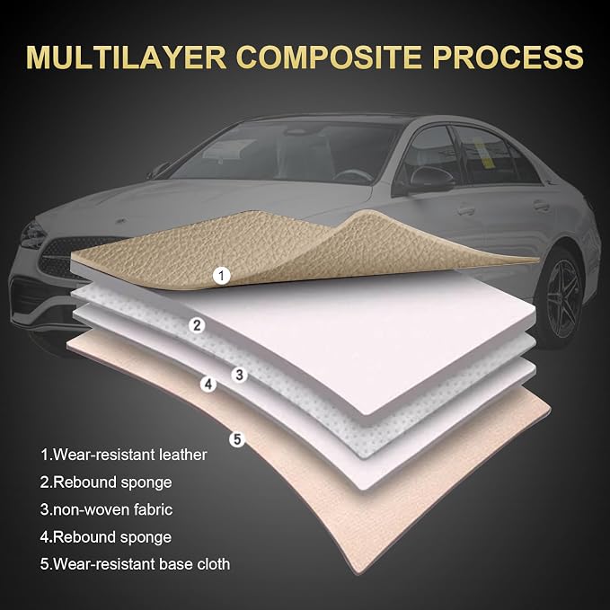 IKABEVEM Car Seat Covers for Hyundai Santa Fe 2007-2025 2026, 2-Pack Front | Luxury Fuax Leather, Waterproof, Airbag Compatible, Easy to Install, Scratch‑Resistant Seat Protection, Beige - Image 5