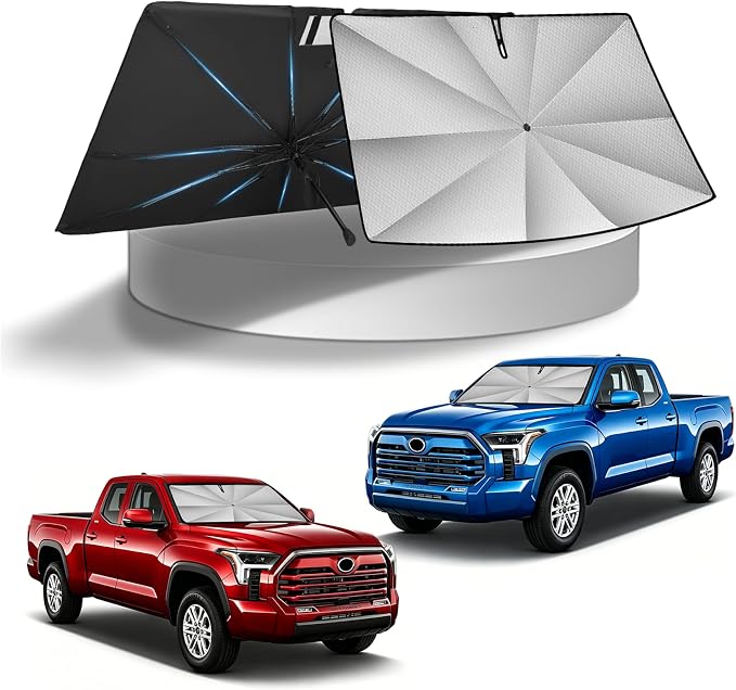 KUST Ice Crystal Windshield Sun Shade Umbrella for 【F150 F-150/ Silverado/Tundra/RAM 1500/ Sierra】 | Custom Fit Windshield Sunshade | Foldable Sunshade with Bendable Handle | Blocks Heat & UV Rays by KUST