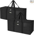 BALEINE Extra Large Storage Tote with Zippers & Carrying Handles, Heavy-Duty Oxford Fabric Moving Bags for Laundry, Space Saving, Storage, 2-Pack, Charcoal Black by BALEINE