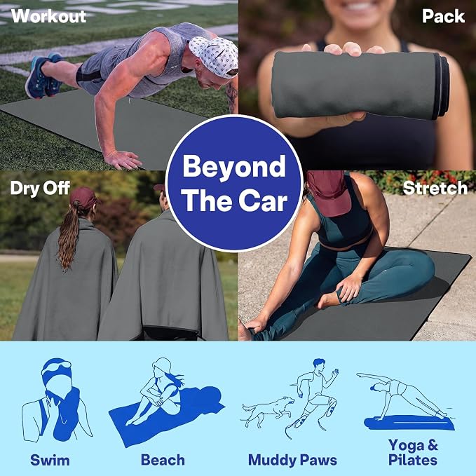 2 Pack Car Seat Towel Covers for Gym, Front Seats, Running Grey | Gym Sweat Protector for Front Seats Premium Thickened with Elastic Strap Breathable & Quick Dry Machine Washable Running - Image 7