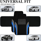 CAR PASS Leather Sporty Car Floor Mats Carpet, Universal Waterproof Automotive Floor Mat Fit for Sedans, Cars, Mid Trucks, Vans, SUV, Set of 4 (Black and Blue) - Image 5