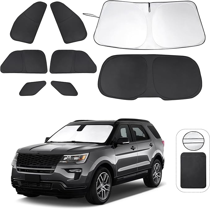 TINGLU Window Shades for Ford Explorer SUV 2011-2019 8PCS Accessories Full Windows Rear Triangular Windshield Sun Shade Sun UV Rays Privacy Protection by TINGLU