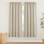 RYB HOME Semi Sheer Curtains 72 inches Long for Bedroom | Linen Textured Sheer, Light Filtering, Privacy Semi transparent, Rod Pocket Drapes, Beige, W52 x L72, 2 Pcs by RYBHOME