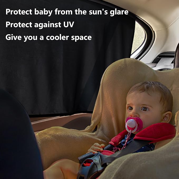 Car Side Window Sun Shades Magnetic Automotive Curtains Camping Rays Glare Sunshade Side Window Rear Seat Divider Privacy Protection Curtains Universal Fit for Most Vehicles (Fron&Rear-Side Curtains) - Image 6