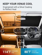 Proadsy Custom Fit Car Windshield Sun Shade for 2020-2026 Hyundai Venue | 240T Heat Shield, Drops Temp 54°F, Blocks 99% UV, Prevents Dashboard Cracking, Summer Parking & Beach Trips, Easy Twist-Fold - Image 3