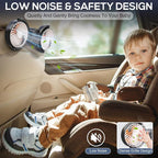 Dealswin Rechargeable Car Fan for Back Seat, Battery and USB Dual Power Car Fans for Baby Kids, Powerful 3 Speeds 360° Rotatable Dual Head Cooling Car Seat Fan - Image 7