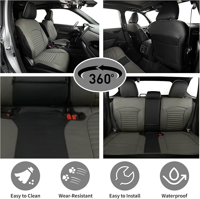 EKR Car Seat Covers for Subaru Forester 2019-2024(NO Base),Full Set | Custom Fit for Subaru Forester 2019-2024 (Not for Base)Full Coverage,Waterproof,Faux Leather(Black/Gray) - Image 2