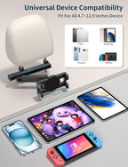 Tablet Holder for Car Headrest, ipad Car Holder Back Seat, Road Essentials | 3 in 1 Adjustable Extension Arm, 360 rotation, ipad Holder for Car for Kids, fits 4.7-12.9" iPad Pro, Air, Mini, Galaxy, Fire - Image 6