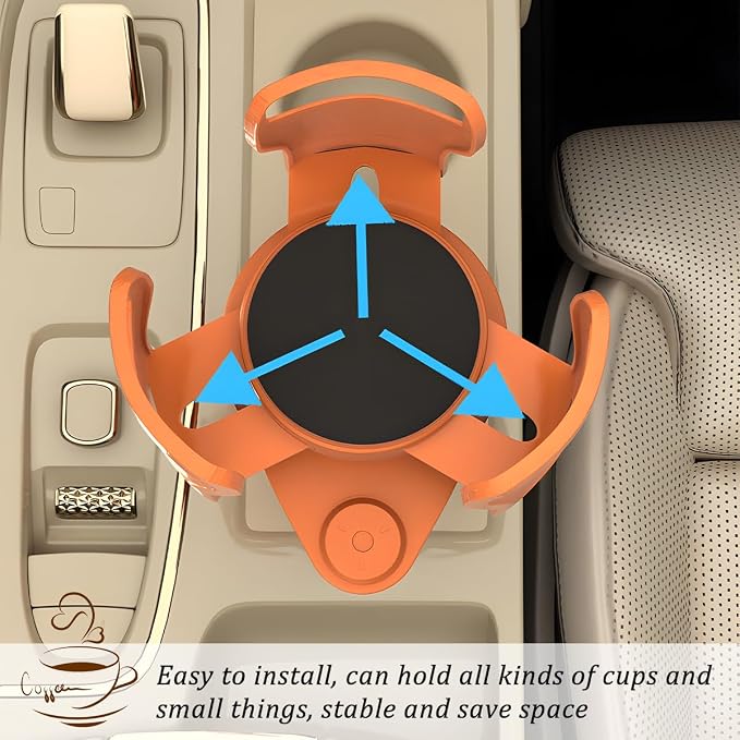 2 in 1 Car Cup Holder Expander, Multifunctional 360° Rotating Vehicle Cup Holder Adapter with Adjustable Base, Auto Interior Drinks Bottles Expander, Universal for Sedan RV Truck - Image 4
