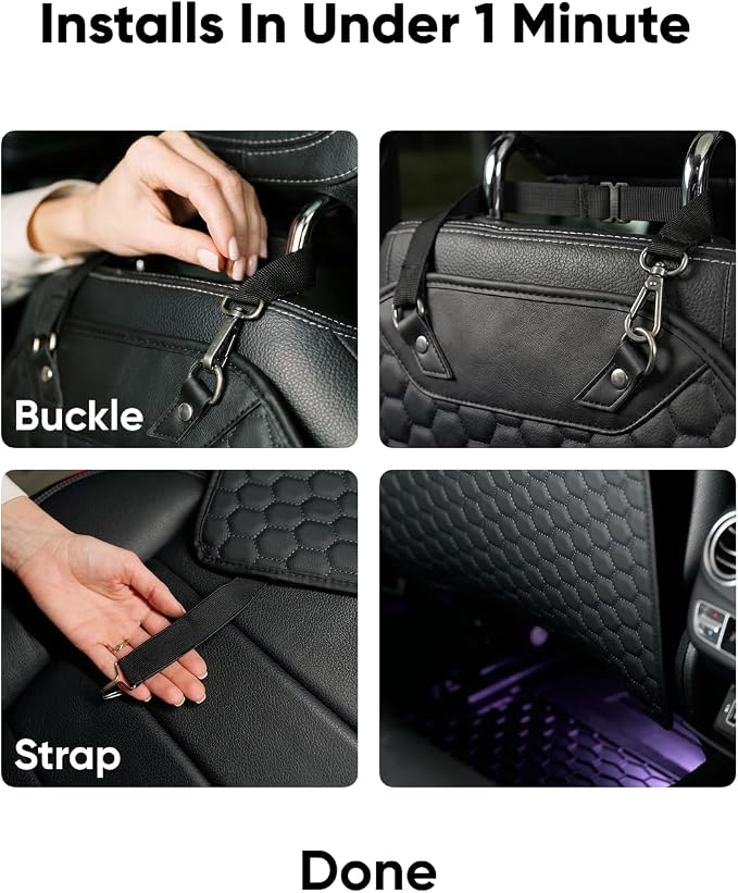 Kick Mat Back Seat Protector - Car Back Seat Cover for Kids Feet - Waterproof & Sturdy Protector for Upholstery from Dirt, Mud, Scratches and Stain (Black 2 pcs) - Image 6