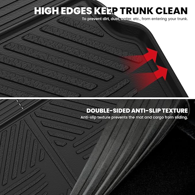 LASFIT Cargo Mat & Backrest Mat (3 Pieces) for Mercedes Benz GLS 2020-2026 | Fit for GLS 450/580/63 AMG, All Weather TPE Non-Slip Trunk Mat with Seatback, Black - Image 4