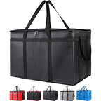 Bodaon 2-Pack Insulated Food Delivery Bag, XXXL Grocery Cooler Bag, Black | Catering Tote Insulation Bag for Hot and Cold Meal, Large Capacity Reusable Pizza Warmer Carrier for Picnic/Rideshare/Drivers by Bodaon