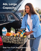 HOTOR Trunk Organizer - Foldable Car Organizer for SUVs & Sedans Storage | Sturdy Car Organization for Men & Women, Car Accessories, Tools, Sundries, Leopard, 2 Compartments, 21.3" x 12.6" x 10.6" - Image 3