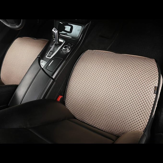 Auto Newer Breathable Universal Four Seasons Car Seat Covers，Luxury Car Seat Cushion ，Protectors for Front Seat Bottoms,Compatible with 95% Vehicles， Fit for Cars Truck SUV (Gold Beige,1PCS) - Image 8