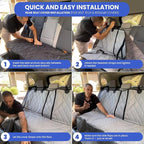 4Knines Heavy-Duty Rear Seat Cover for Dogs - Fitted, Grey Reg | K9-Shield waterproof layer, non-slip backing, quick-release clips for easy install and cleanup. Machine washable. - Image 8