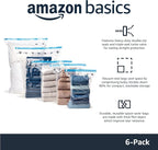 Amazon Basics Vacuum Storage Bags for Clothes, Space Saving Compression Storage Bags with Hand Pump, Heavy Duty, Stackable, Jumbo Size, Clear, 6-Pack - Image 2