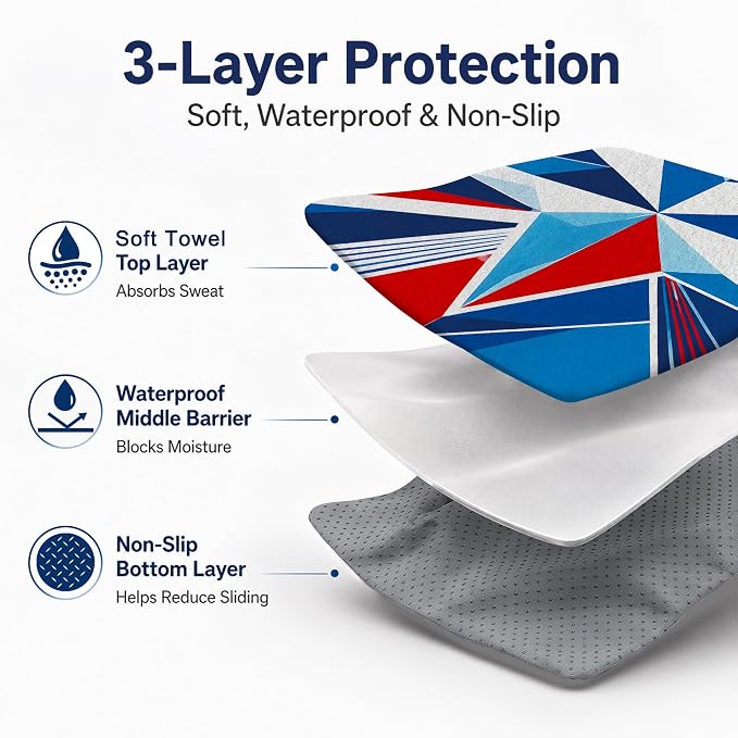 Car Seat Towel Cover for Front Seat, 1Pc Sweat Absorbent Car Seat Protector with Non-Slip Backing, Waterproof Towel Car Seat Cover for Runners, Gym, Swimming, Beach, Pets, Patchwork Flag - Image 3