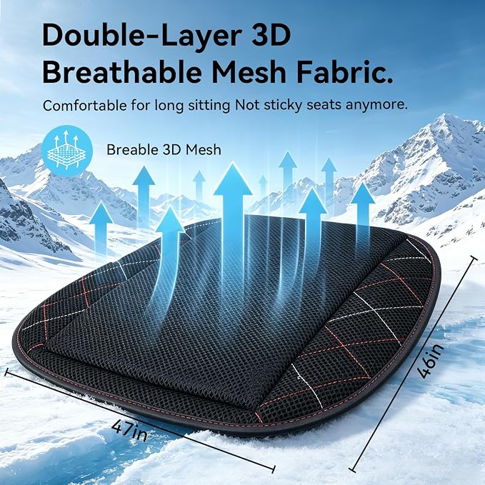 Cooling Car Seat Cover, Black Automotive Air Ventilated Cooling Seat Cover with 3 Adjustable Speeds for Summer Driving, Comfortable Cooling Car Seat Cushion for Car SUV Truck Van, Home & Office Chair - Image 2