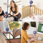 Momcozy 8000mAh Portable Stroller Fan, 27H Ultra-long Battery Life | Detachable 4 Speed 360°Rotate LED Night Light with 2 Modes, USB Rechargeable Handheld Cooling Fan for Travel/Car Seat/Bedroom - Image 8