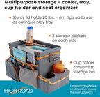 High Road CarHop Car Caddy Organizer with Tray, Trip Cooler and Cup Holder | Middle Seat Organizer for Kids Toys and Snacks in the Backseat and Passenger Seat Car Snack Organizer for Drivers - Image 2
