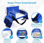 Travel Tray for Kids, Carseat Table Tray for Road Trip Activities, Toddler Lap Desk Organizer for Airplane - Blue - Image 7