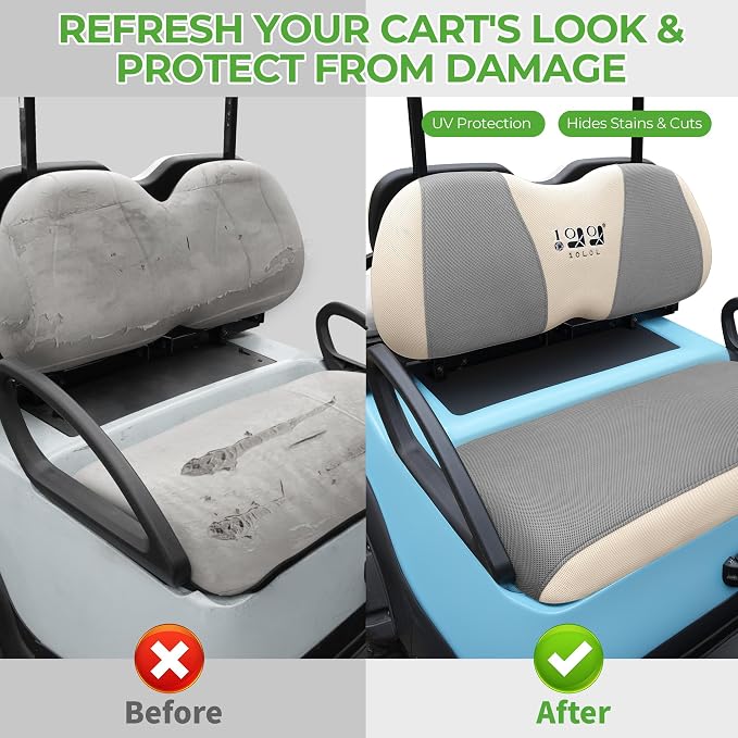 10L0L Golf Cart Seat Covers for Yamaha EZGO Club Car Seat Towel Cushion | Breathable Mesh All-Season Front/Rear Seat Blanket, UV Resistant, Cool Comfort, Machine Washable, Easy On, Great Golf Gift - Image 3