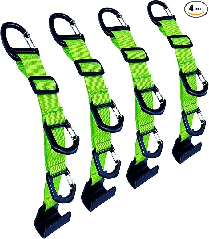 Car Headrest Hooks, Backseat Storage Organizer Hangers, Universal Vehicle Seat Back Hooks, 4 Pack (brightgreen) by BEATUNEE