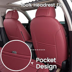 HKZ Custom Fit Civic Seat Cover Full Set for Honda Civic (Sedan 2022 2023 2024 Touring)&(Sedan 2025-2026 Sport Touring),5-Seats Full Set,Leather Seat Protector(Burgundy) - Image 4