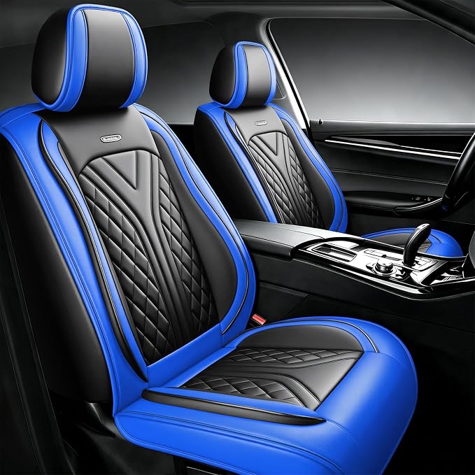 for GMC Terrain 2010-2025 2026 Car Seat Covers, Full Set, Blue | Luxury Full Coverage Leather Seat Protectors, Waterproof Breathable, Non-Slip, Easy to Install, Airbag Compatible, All-Season by Unknown