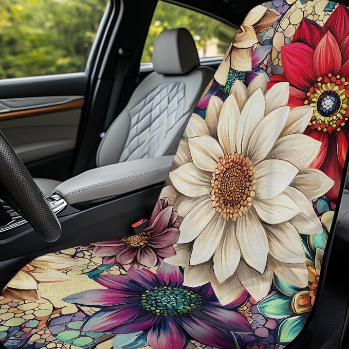 Boho Mandala Flower Car Seat Cover Towel After Gym with Storage Bag Sweat Auto Front Seat Cover Protector Mandala Lotus Car Interior Accessories for Women Men Beach Towel Yoga Towels - Image 3