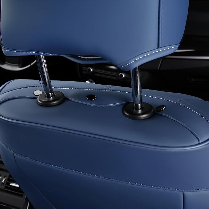 Seat Covers for Cars, Seat Covers Full Set 5 Seats, Waterproof Leather Car Seat Covers, Front and Rear Seat Covers, Universal Seat Protector Accessories for Most Vehicles-Blue&White - Image 7