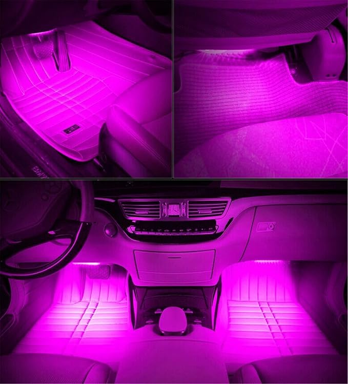 EJ's SUPER CAR 4PCS 48 LED Car Interior Lights, Pink Under Dash Light Kit | 12V Car Charger Powered, Waterproof Pink Neon Atmosphere Light Strips for Car Interior Decoration and Accent Lighting - Image 8