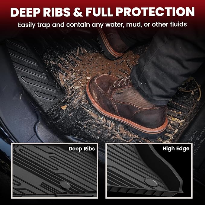 LASFIT Floor Mats for Ford Explorer 6 Seats with Second Row Center Console | TPE Custom Fit All Weather Protector Anti-Slip Floor Liners, for Explorer 2020-2026 with Second Row Center Console,4pcs Black - Image 4