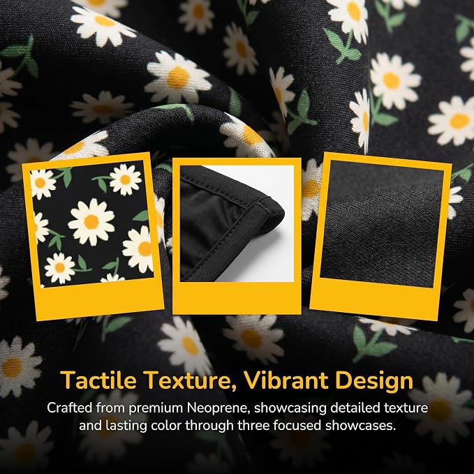 Daisy Flower Steering Wheel Cover 15 Inch + 2Pc Cute car Coasters Set | Anti-Slip Breathable Universal Car Wheel Cover Soft Comfort Grip Accessories for Women Men - Image 2