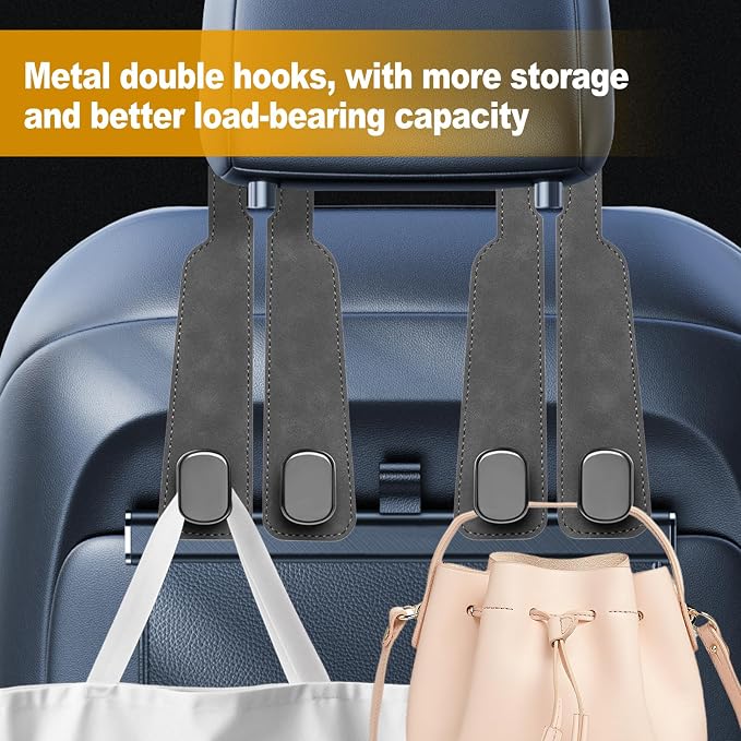 Car Purse Hook Purse Hook for Car Seats Headrest Car Seat Hooks,Heavy Duty Vehicle Organizer for Handbags, Groceries, Purses, Keep Car Tidy (Gray, 2 Pack) - Image 4