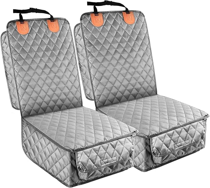 2 Pack Pet Car Seat Cover for Front Seat, Captain Chair Seat Cover | Waterproof Pet Seat Protector, Full Protection with Side Flaps, Non-Slip, Large Front Storage Pocket, Fits Cars/Trucks/SUVs by PETICON