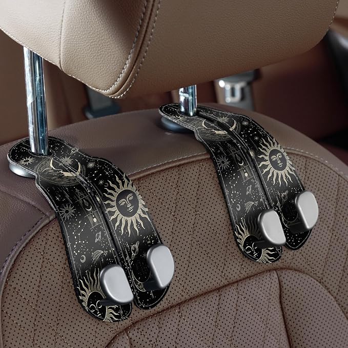 CoBak Purse Hook for Car - Universal Premium Stitched Leather and Aluminum-Magnesium Alloy Double Car Seat Back Storage Hook for Purses, Handbags, Bags (2 Pack),Star Mark by PopulartabletcasebrandWegivepeoplethebestdesignofprotectingvariouselectronicdevices