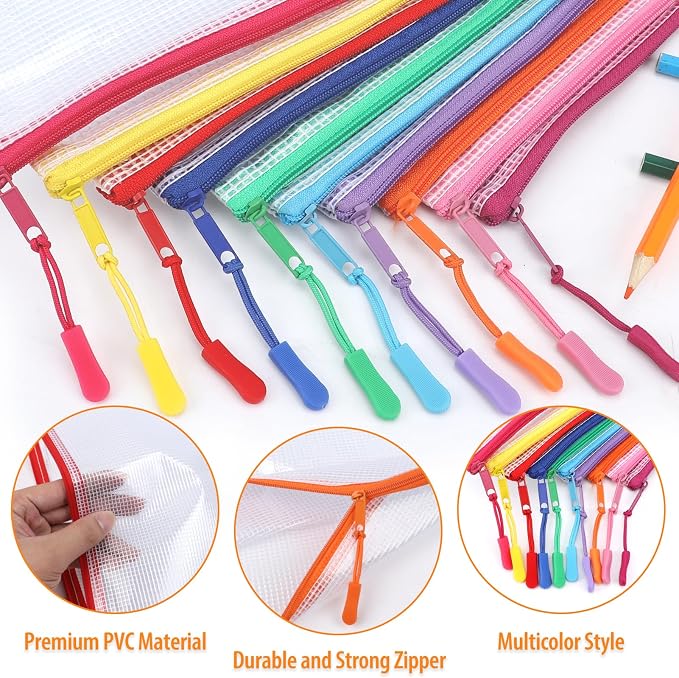 YOPCDJ 30PCS Mesh Zipper Pouch Bags Small, Zipper Pencil Pouches, 9.3 x 4.7 inch Clear Pencil Pouch Bulk, Clear Bags with Zipper for Travel Storage and Classroom Organization - Image 3