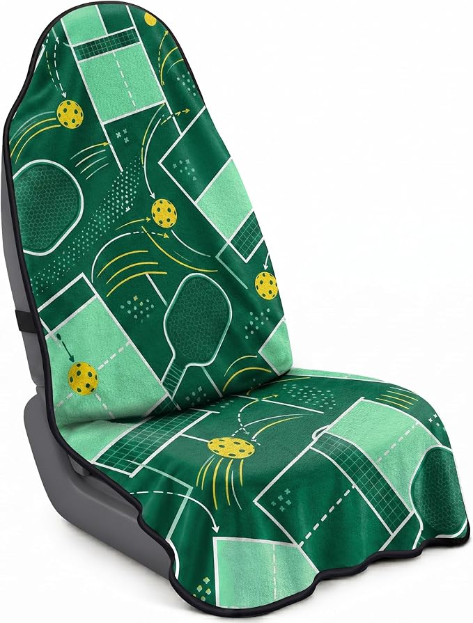 Car Seat Towel Cover for Front Seat, 1Pc Sweat Absorbent Car Seat Protector with Non-Slip Backing, Waterproof Towel Car Seat Cover for Runners, Gym, Swimming, Beach, Pets, Green Court Sport by Corthena