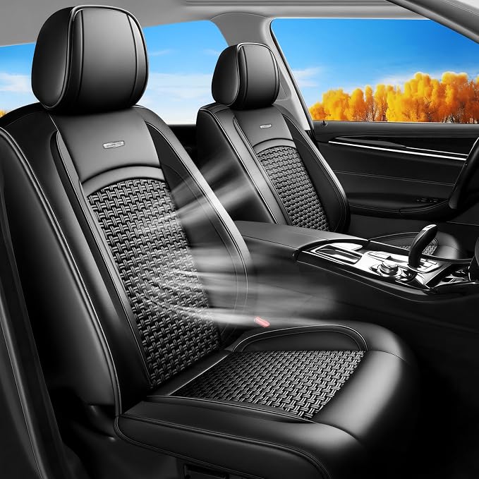 Fit Tacoma Car Seat Covers for Toyota Tacoma 2016-2023, Summer Ice Silk Breathable, Waterproof, All-Weather Automotive Seat Cushion Protector, Airbag Compatible (5 Seats, Black) by Unknown